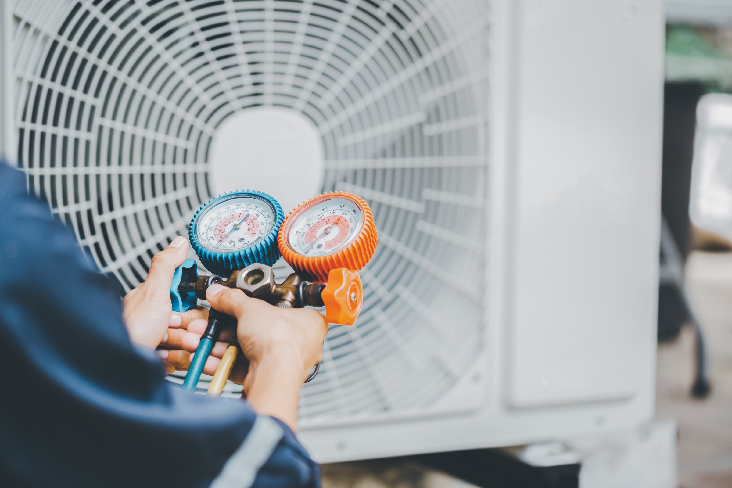 Air Conditioning Technician and A part of preparing to install new air conditioner.